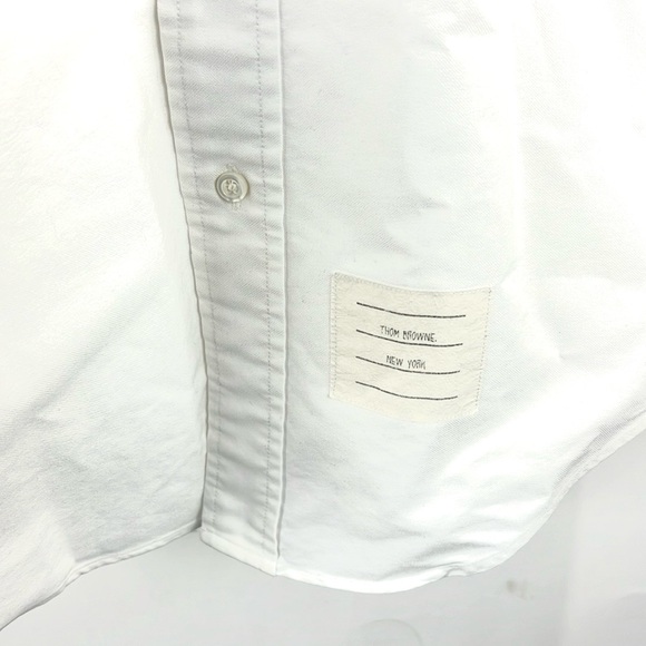 Thom Browne White Long-Sleeve Point-Collar Armband Oxford Shirt - Picture 7 of 13